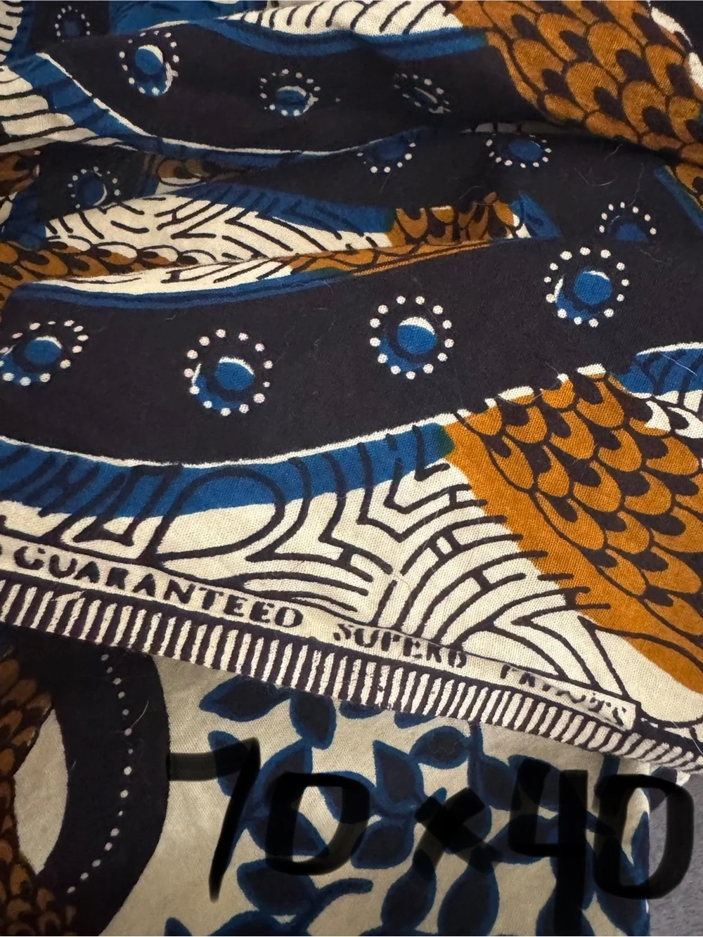 Navy Blue Mustard Print Fabric Tapestry Decor